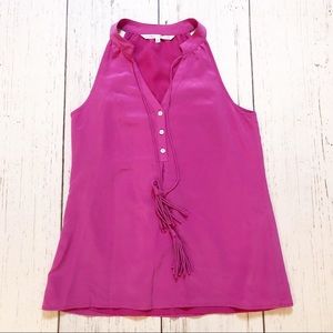 Annie Griffin pink silk v-neck blouse top XS